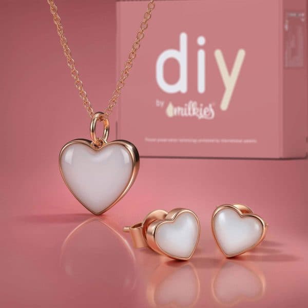 DIY Breast milk Box – Set: Necklace "Sweetheart" + Heart Earrings